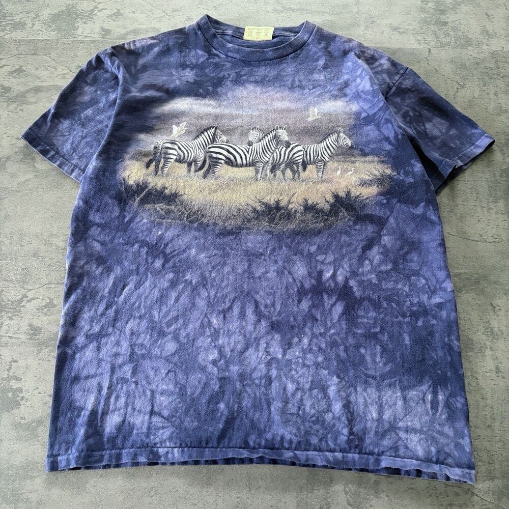 VTG The Mountain Shirt Mens L Purple Nature Zebra Tie-Dye Tee T-Shirt Wildlife